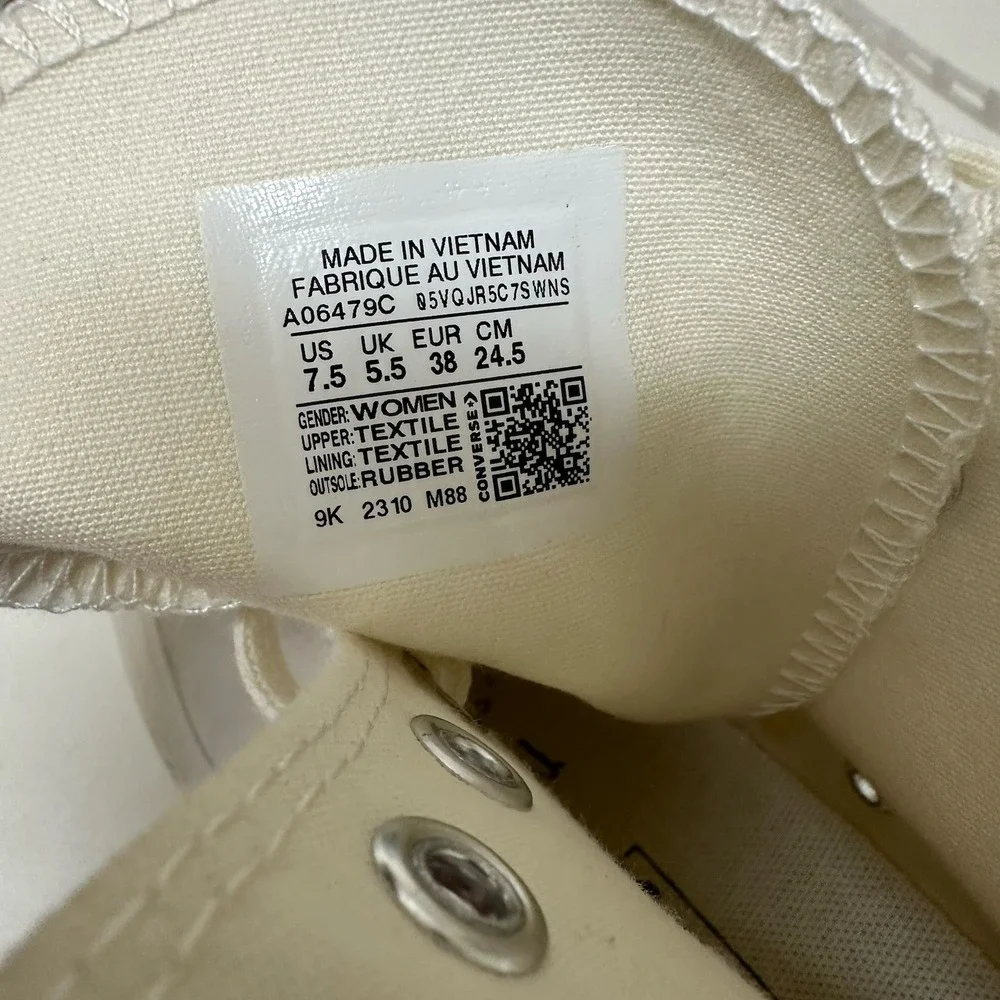 Converse Chuck 70 De Luxe Wedge Egret Women's Size 7.5 Platform Shoes NEW